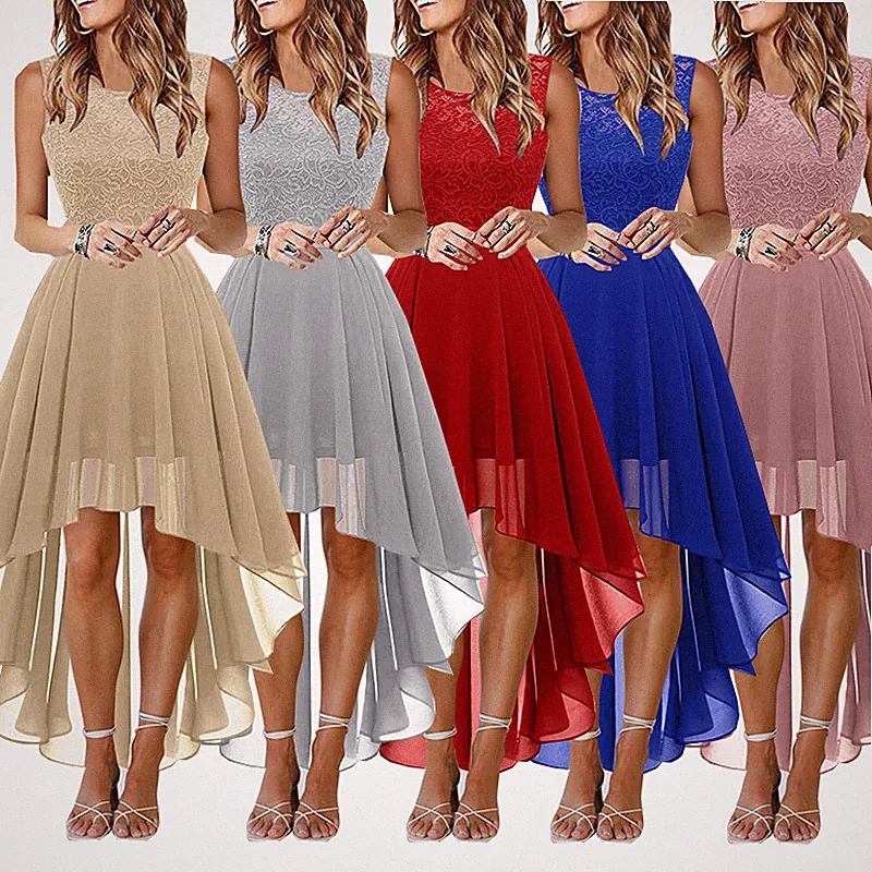 Damen Sexy Chiffon-Abend-Ballkleid Damen-Abschlussball Cocktailparty Spitzen- ◇