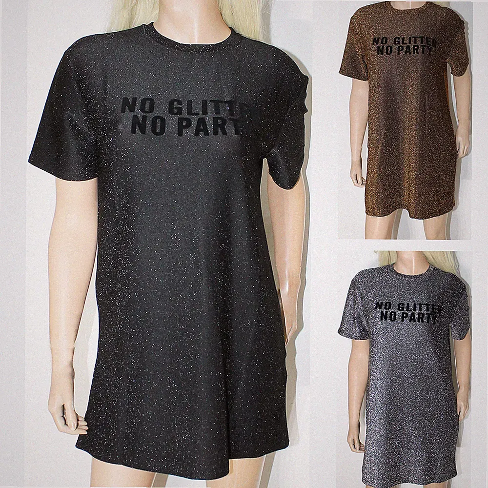 Damen Sexy Minikleid Kleid Glitzer Party Kurzarm Neu 8008