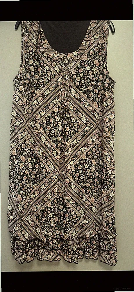 Damen Sommerkleid 2-Schichten Rüschen Vorne Gerafft Seide Blumen Gr. 38/40/42