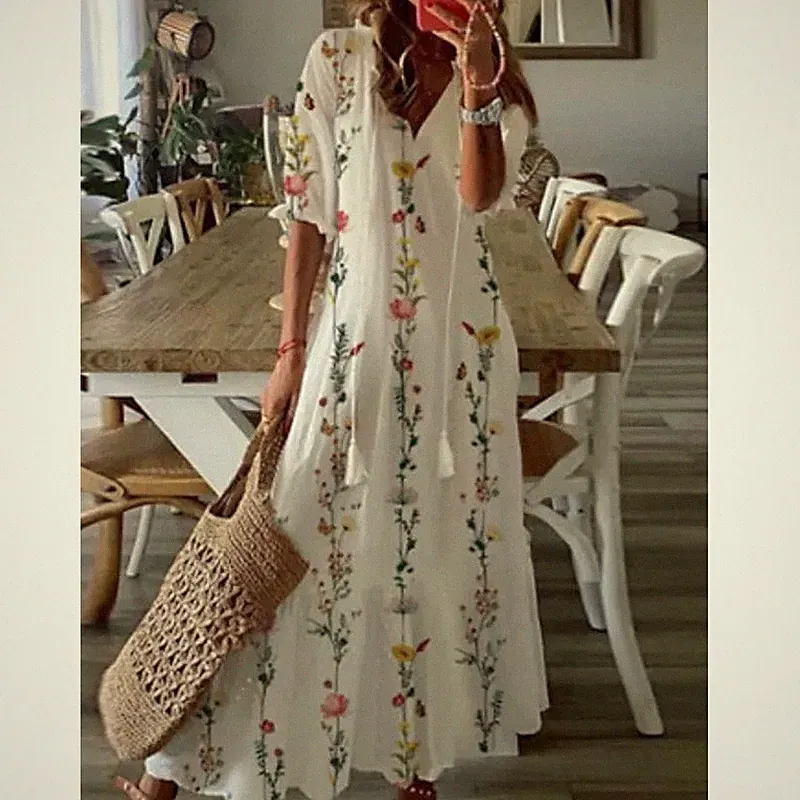 Damen Sommerkleid Boho Maxikleid Blumen Freizeitkleid Langkleid Große Auswahl