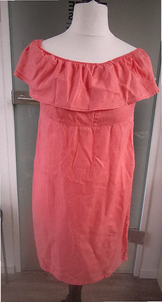 Damen-Sommerkleid - orange - mit Carmen-Ausschnitt - Gr. 36