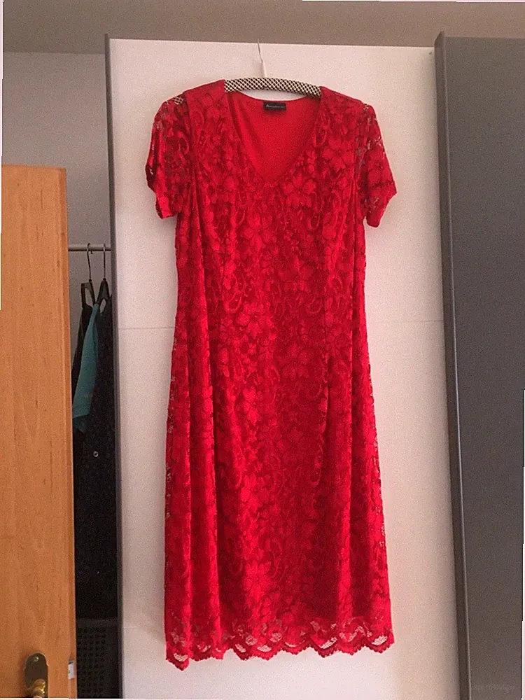 Damen Sommerkleid Spitze RotGröße 40 Günstig abzugeben