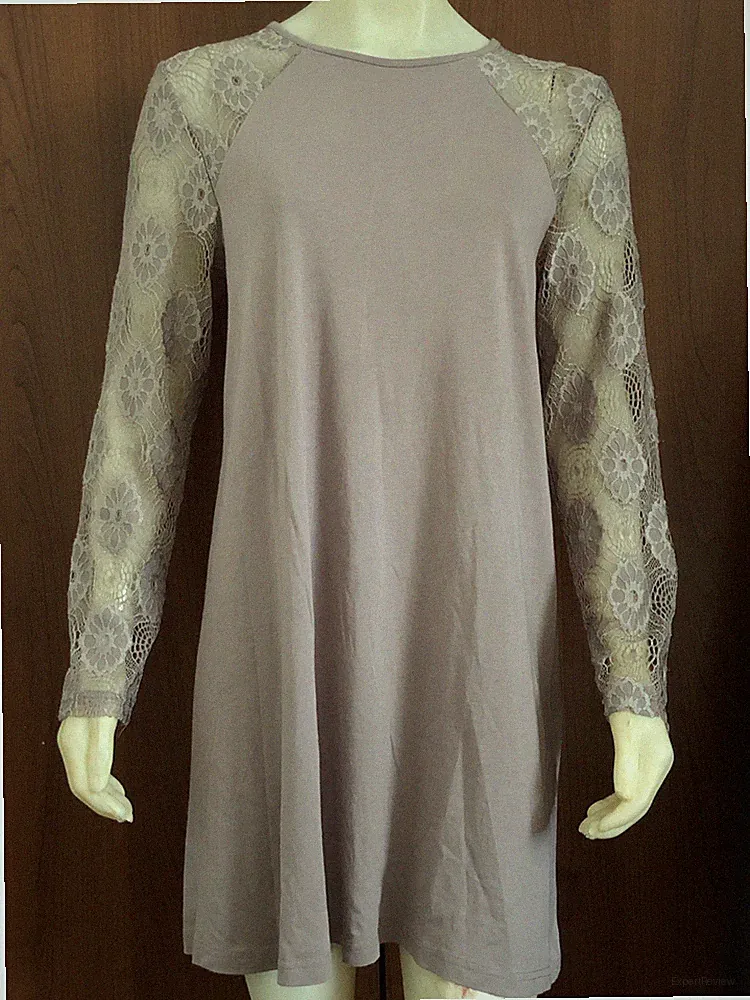 Damen Spitzen A Linien Kleid Gr 40/42 Malve Lila
