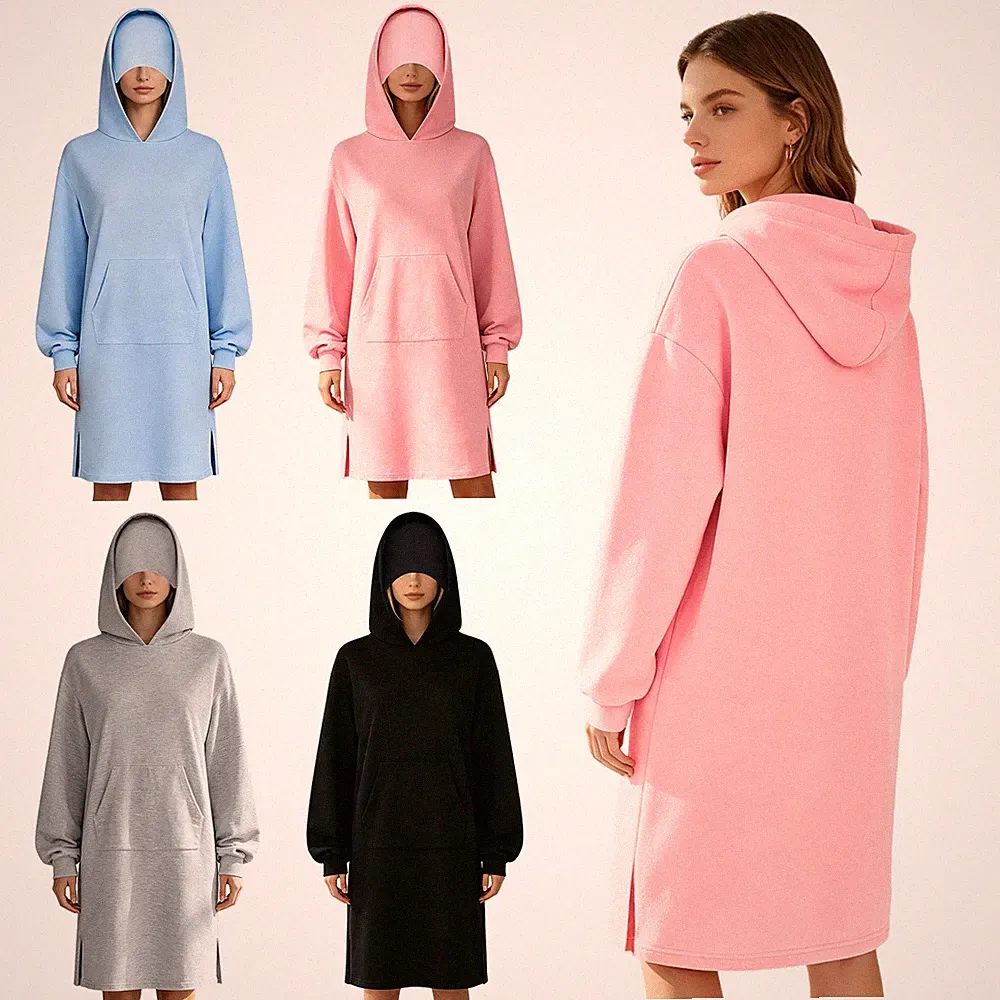 Damen Sweatshirt Mantel Kapuzenpullover Pyjama Übergroß Erwachsene Lässig Lose