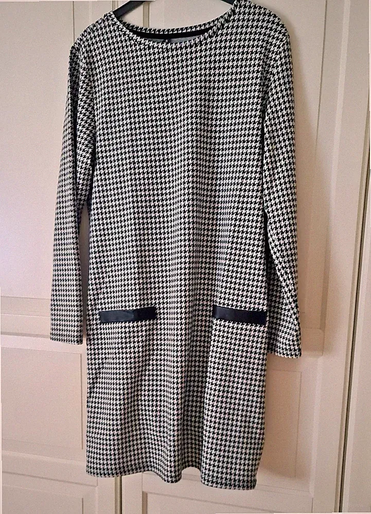 Damenkleid Etuikleid Hahnentritt Muster Gr. M/L