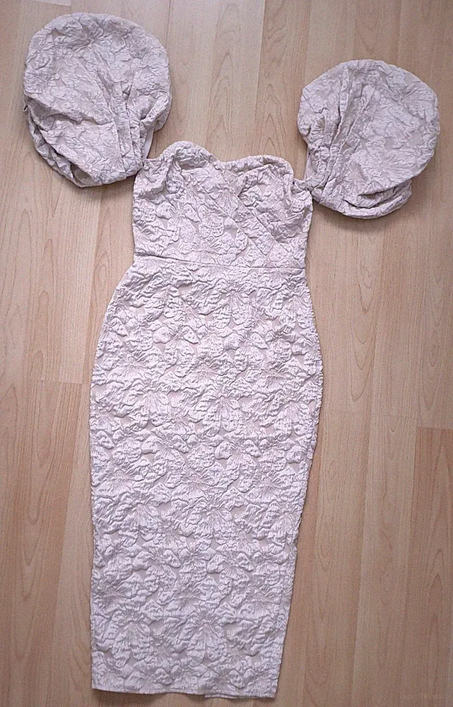 Damenkleid Größe S Florales Muster Creme Beige Polyester Elasthan Wie Neu!