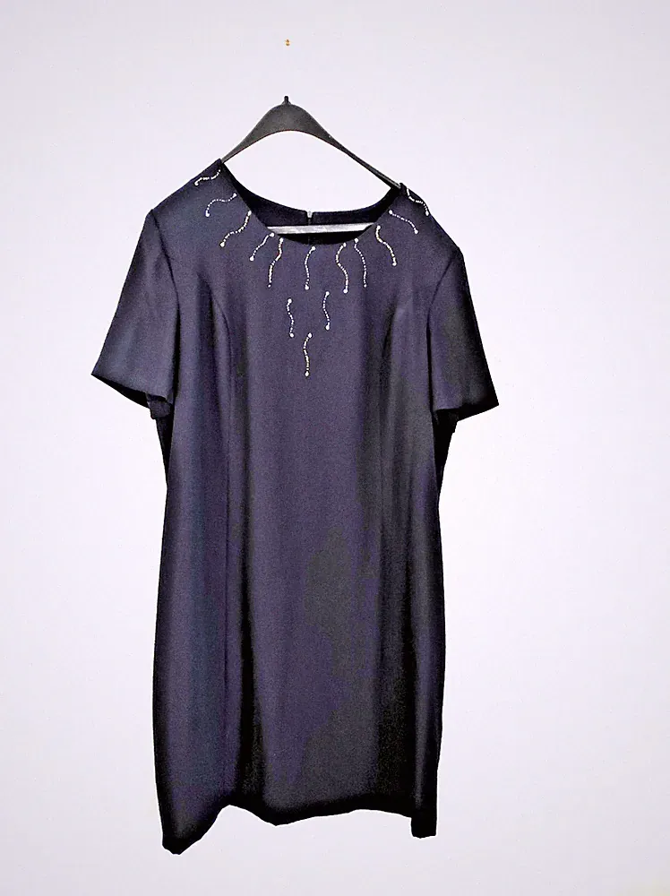 Damenkleid Made in Italy,Gr.(46)Cocktail/Etuikleid,Dunkelblau,Perlenstahlen♥