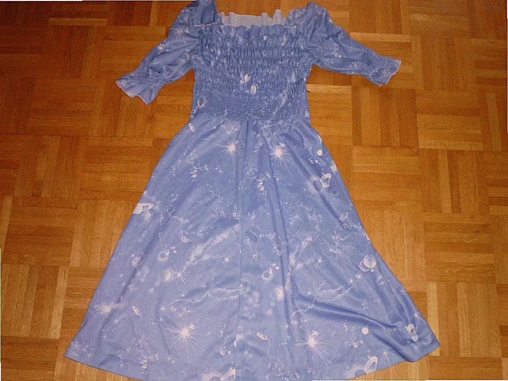 Damenkleid Sommerkleid Robe Sterne Vintage Blau Himmel Gr. M