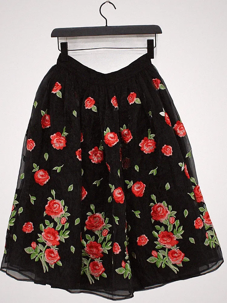 Dancing Days By Banned Damen Midi Rock S schwarz Polyester mit Elasthan A-Linie