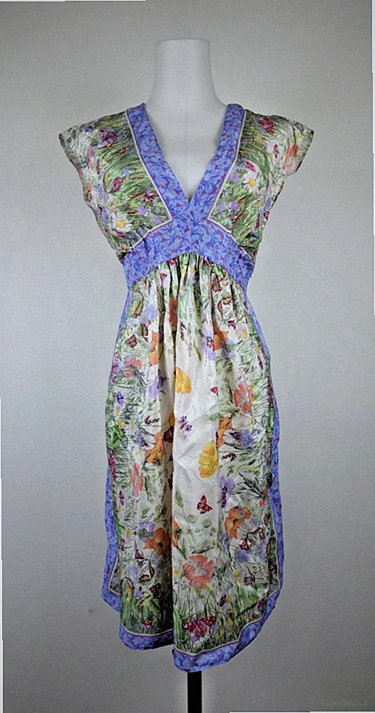DANIELE ALESSANDRINI KLEID DAMENKLEID GR 42 DRESS WOMAN MADE ITALY 100% SEIDE