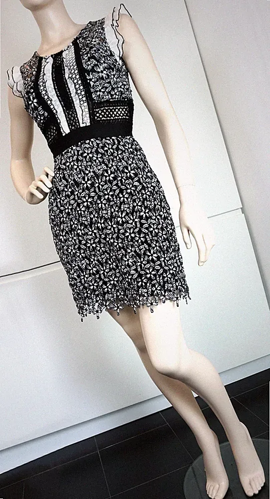 DANITY Damen Spitzenkleid Kleid Tuba Boho Abendkleid Party Minikleid Trend Gr S