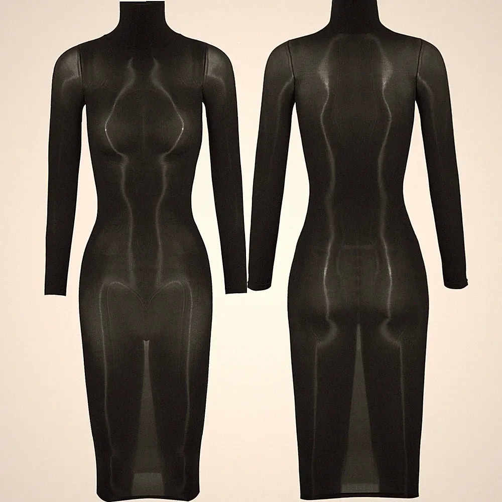 DE^Damen Sexy Transparent Kleider Eng Figurbetont Etuikleid Nachtkleid Negligee