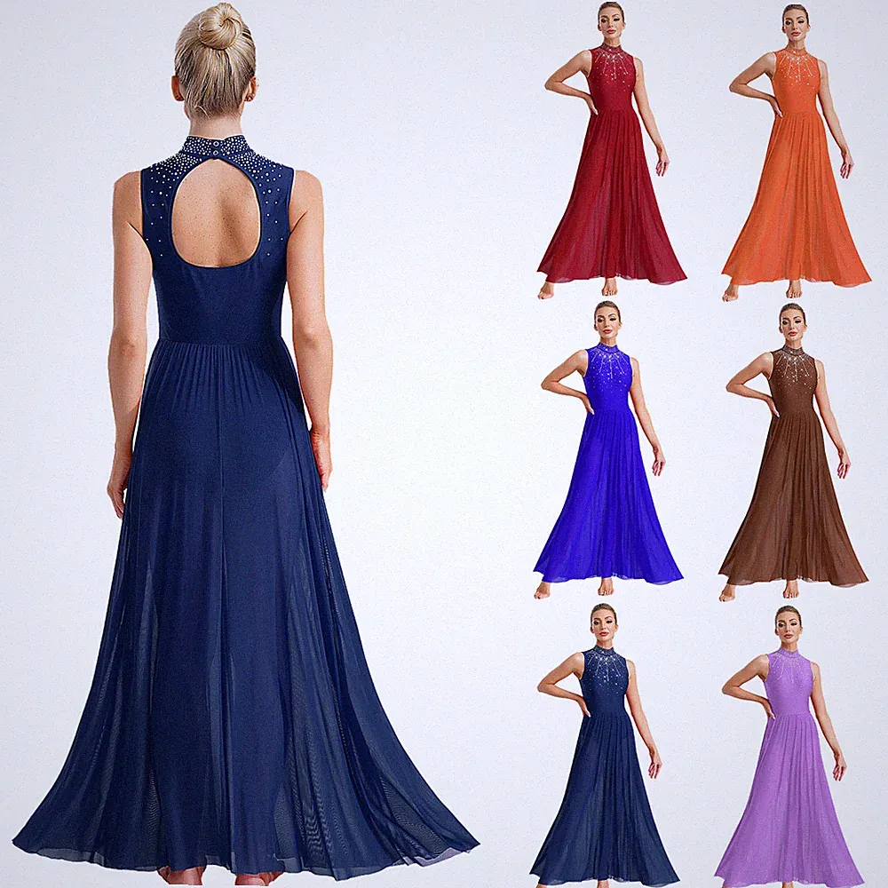 DE Frauen Trikotanzug Elegant Kleider Flüssig Lyrisches Tanzkleid Abschlussball
