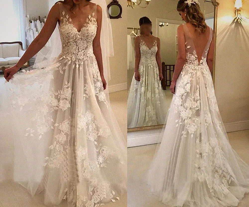 DE NEU Brautkleid Hochzeitskleid SEXY Spitze Kleid Braut sofort lieferbar