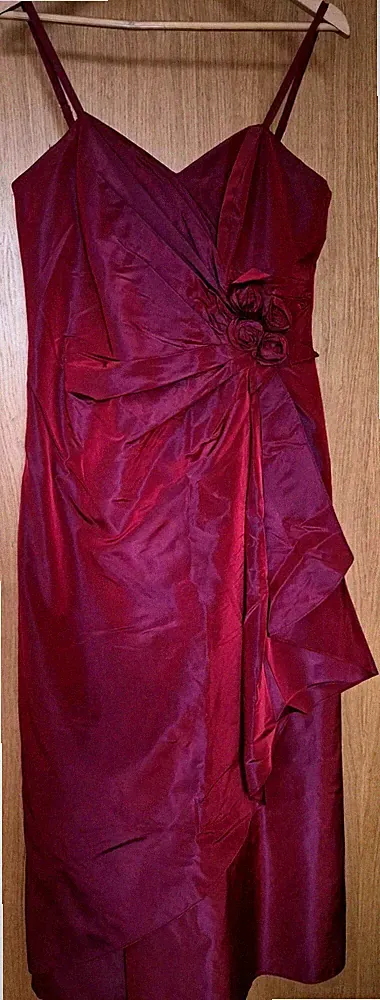 Debut Burgunderrot Anlass Kleid UK 14 Rosette Abschlussball Hochzeit Gast Midi