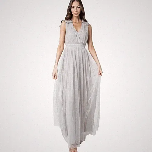 Grau Maxikleid