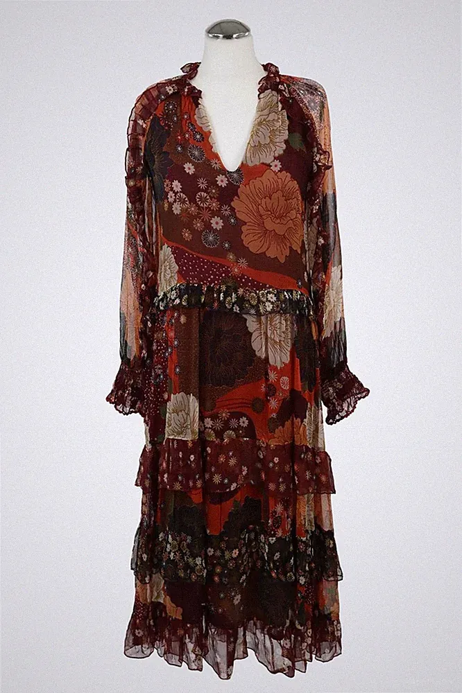 Derhy Damen Kleid Gr. 36 (S) Mehrfarbig Viskose Kleid A-Linie Dress