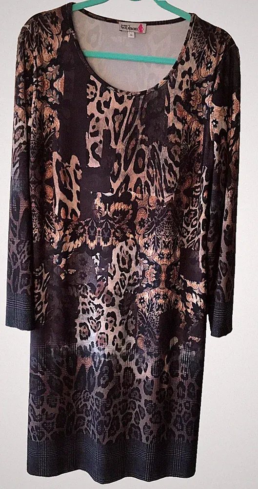 Designer Kleid *Today´s Women* Gr. 42 Braun-Animal - ideale Luxus Kofferware