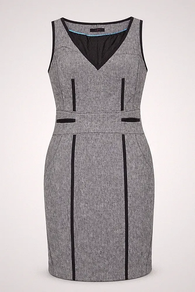 Designers at Debenhams Damen Etuikleid Größe 10 Grau Fischgrätmuster Knielang