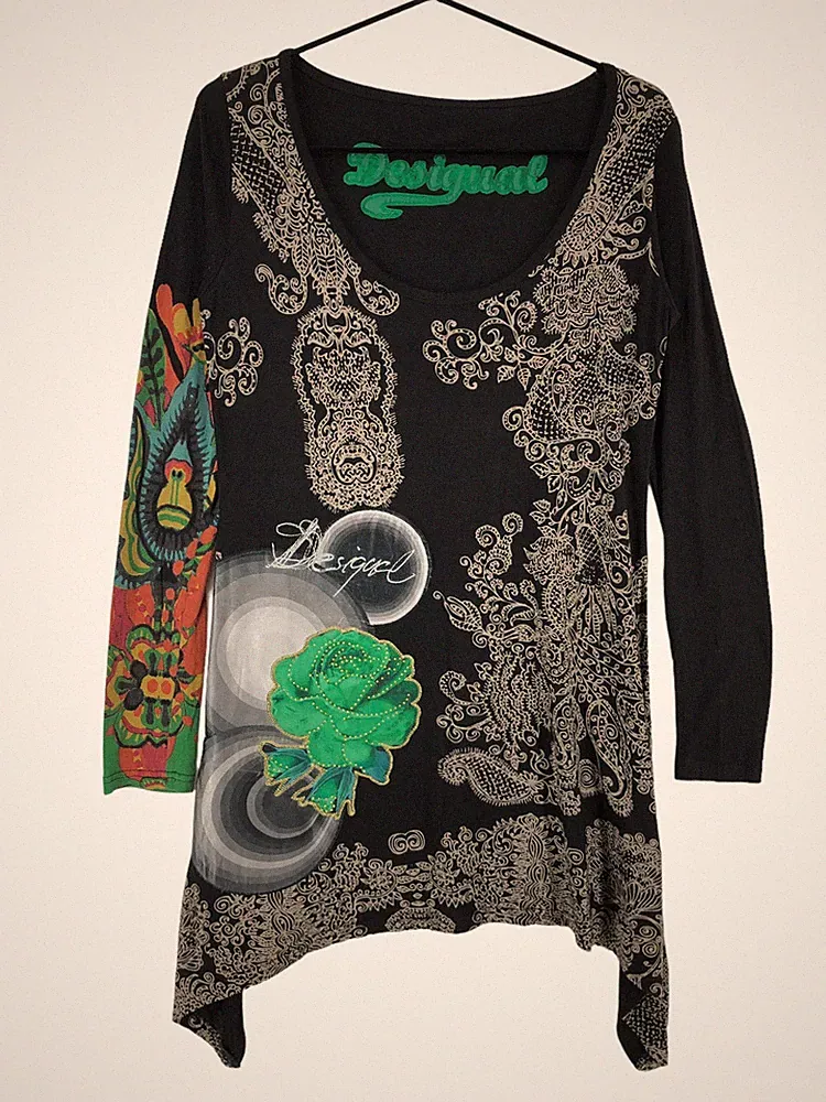 Desigual Damen A-Linien Kleid Größe M Multifarben Mit Taschen