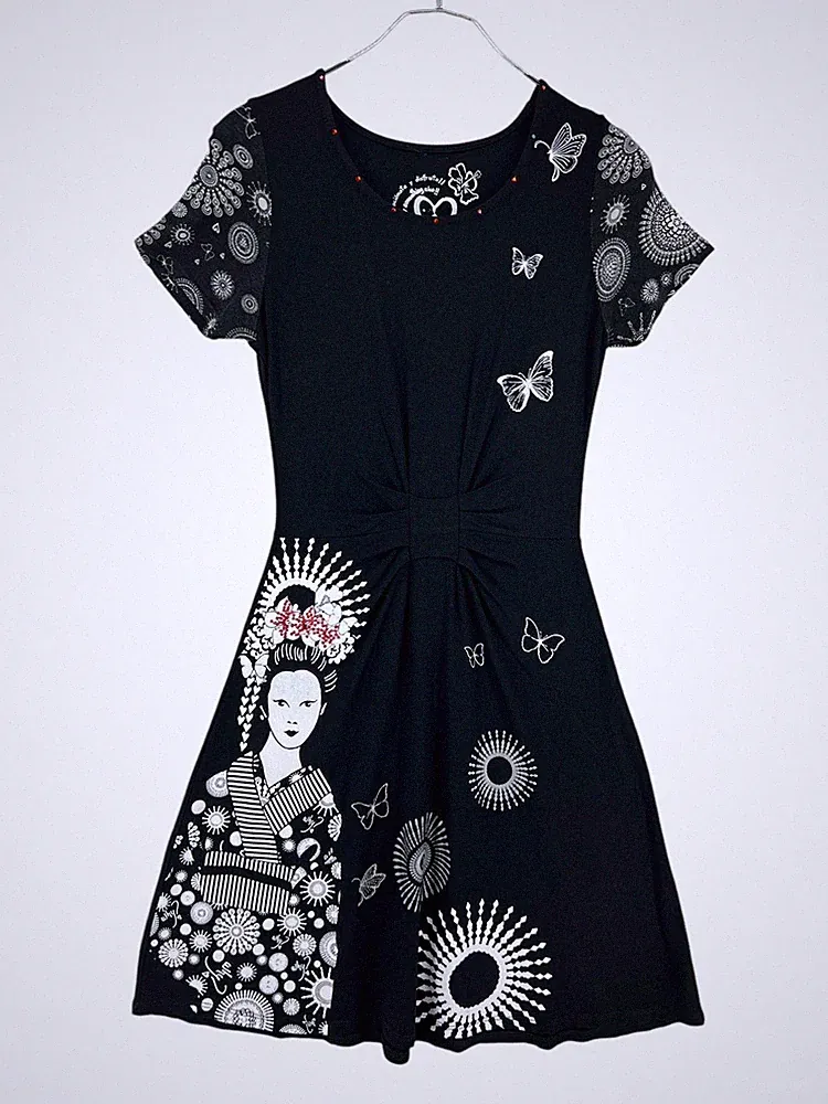 DESIGUAL Damen Ärmelloses Rundhalskleid Größe M