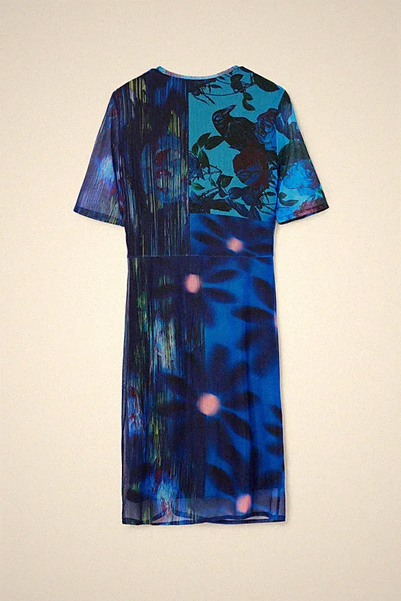 Desigual Damen Etuikleid Minikleid Blau Abstrakt Kurz 22WWVK92