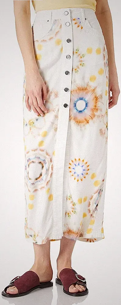 Desigual Damen FAL_Sunny Day Mandala Batik Rock, weiß, Größe 8