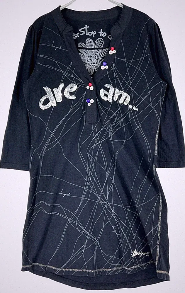 Desigual Damen V-Ausschnitt A-Linien-Kleid Größe L
