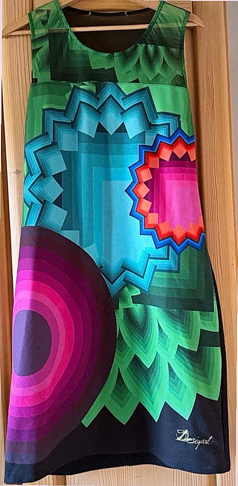 Desigual Damenkleid ärmellos kurz A-Linie mehrfarbig geometrisches Muster