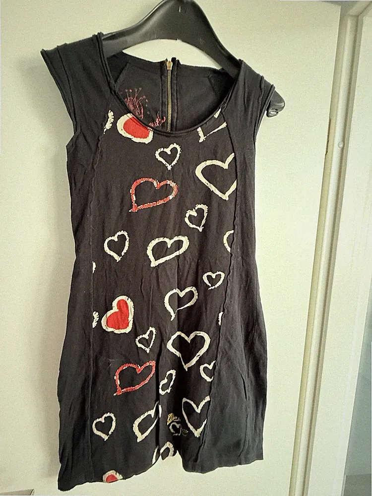 ✨Desigual: Etuikleid Kleid Gr. 36 Schwarz Herz ✨