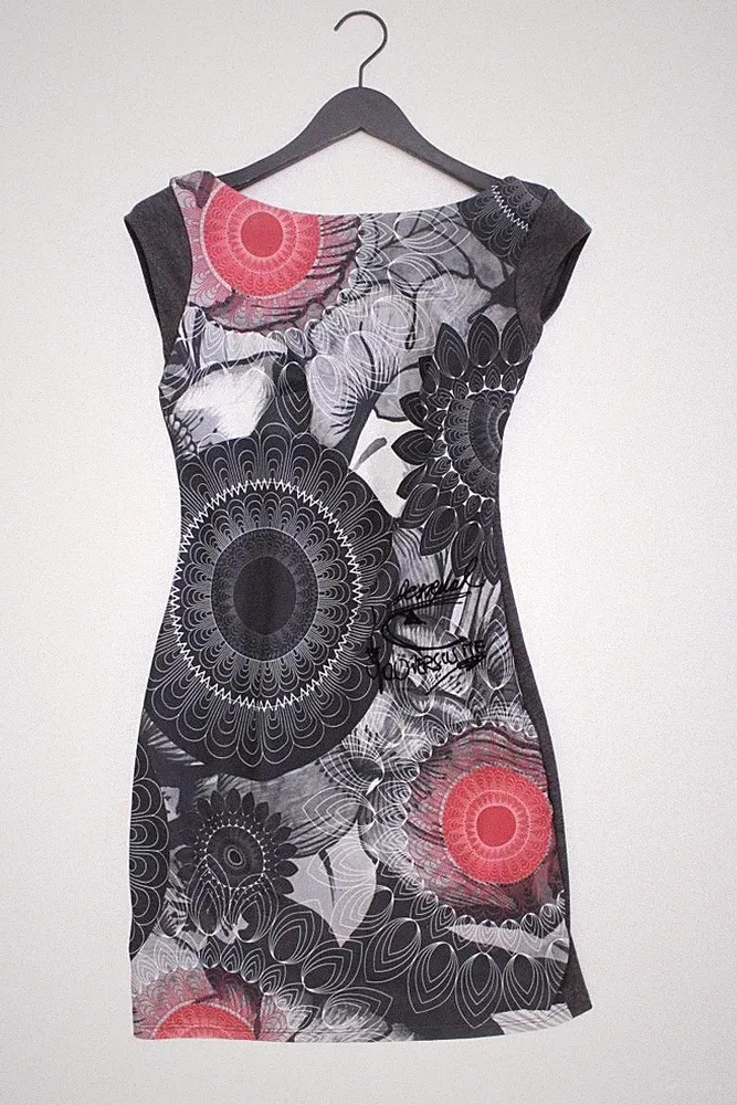 ✨ Desigual Etuikleid Slim Kleid für Damen Gr. 36, S Kurzarm grau ✨