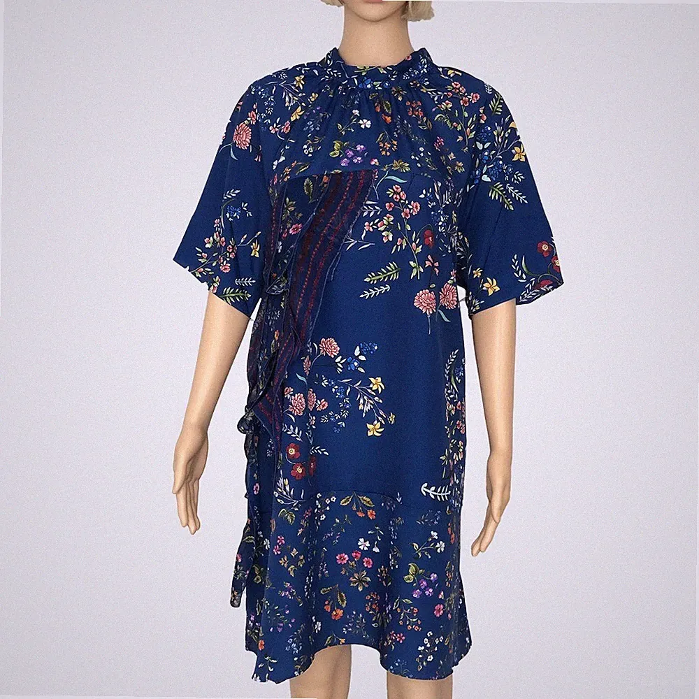 Desigual Kleid Florence blau,Blumen Print,mit Schleife,Neu Gr.40, OP,149,95 Euro