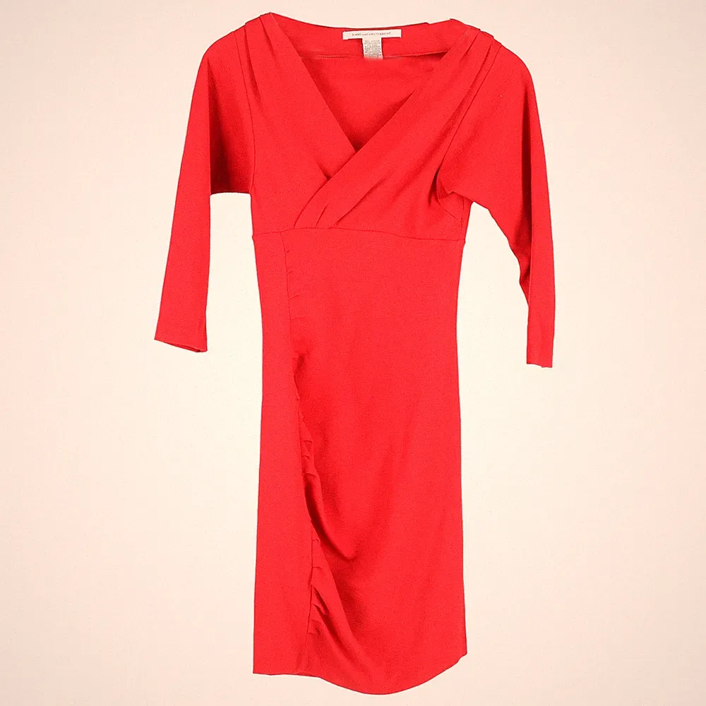 Diane von Furstenberg Etuikleid mit V-Ausschnitt aus Viskose Damen Rot Größe 0