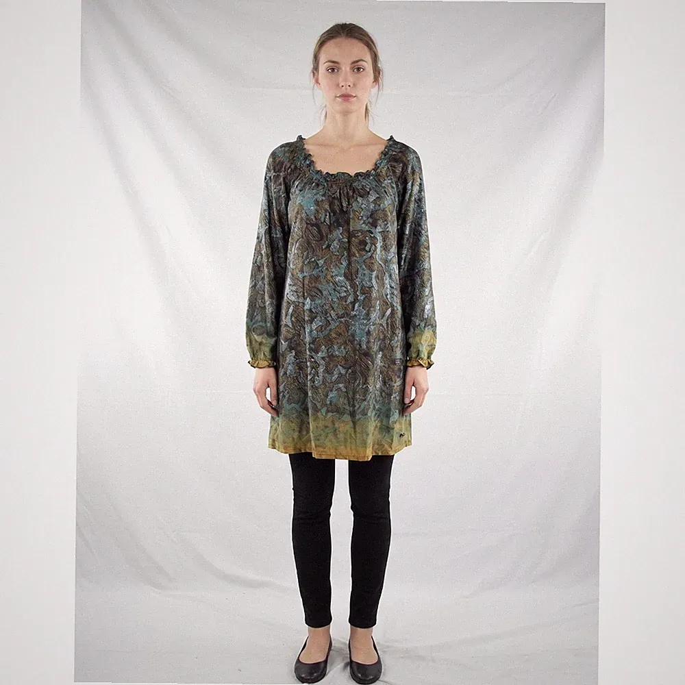 Didi Pretty Damen Kleid Blau Schwarz S Verschiedene Langarm Kaftan Linie Tunika