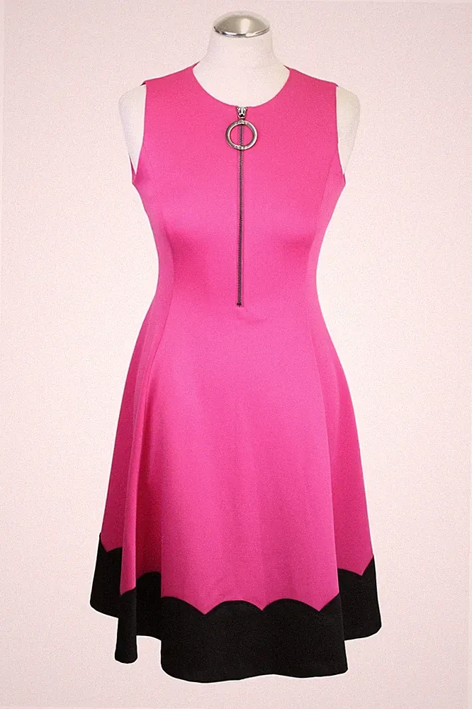 DKNY Damen Kleid Gr. 32 Rosa A-Linie Kleid Elegant Alltag Dress Chic
