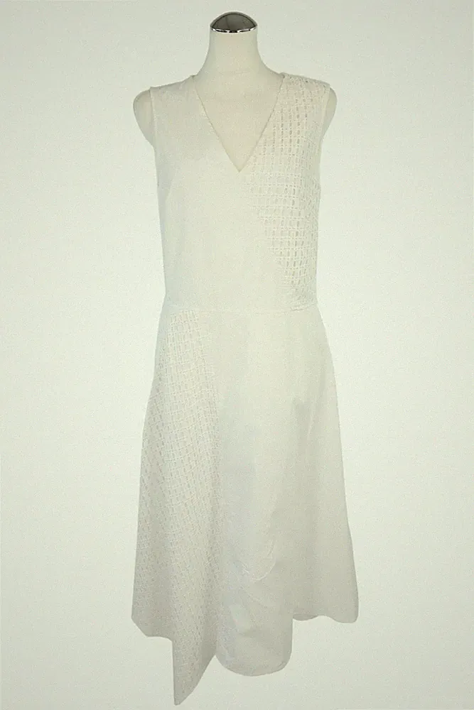 DKNY Damen Kleid Gr. 34 (US 4) Weiß Baumwolle Kleid Etuikleid Dress