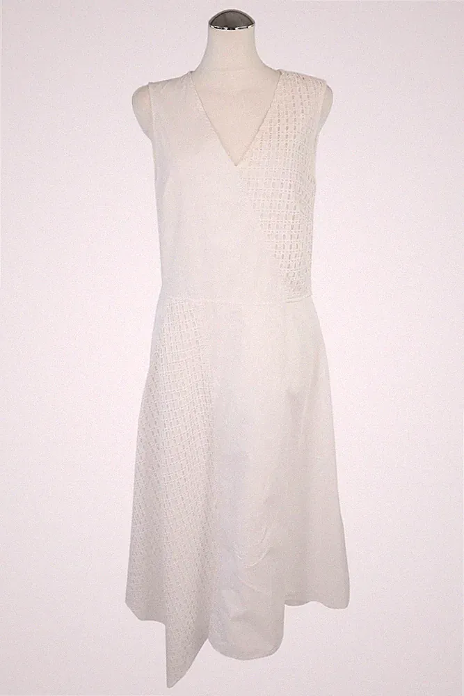 DKNY Damen Kleid Gr. 34 (US 4) Weiß Baumwolle Kleid Etuikleid Dress