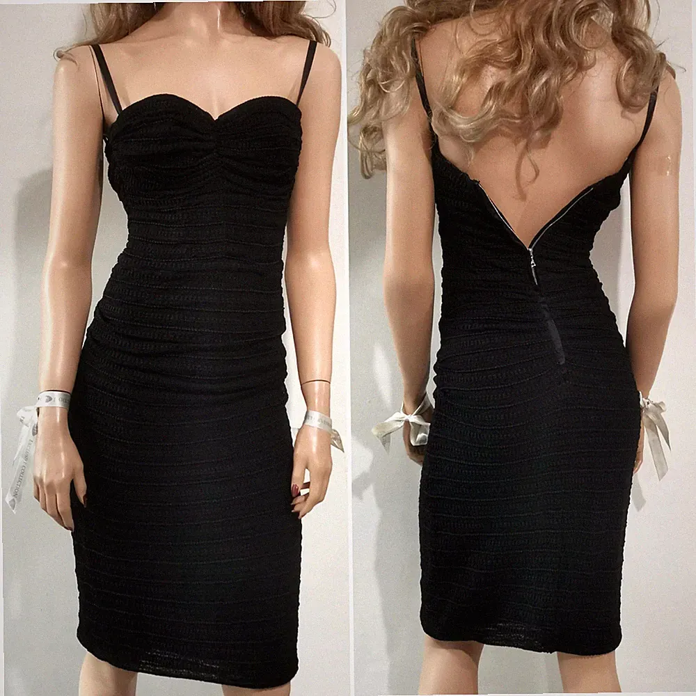 Dolce & Gabbana Bodycon Designer Kleid Korsett Rüschen Schwarz Spitze IT38