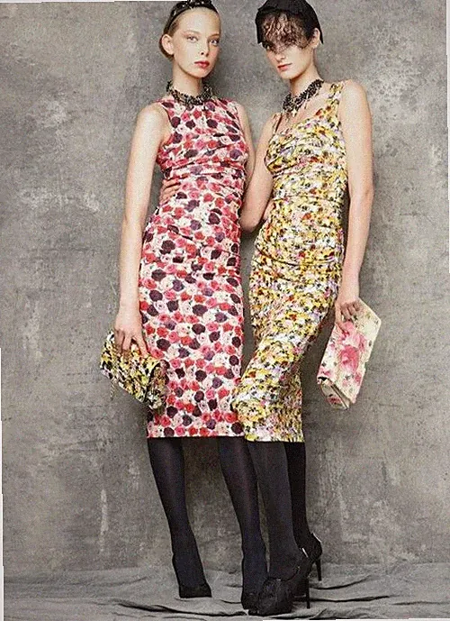 Dolce & Gabbana Bodycon-Kleid Vintage Rosa Blumenmuster Rüschen Seide Chiffon...