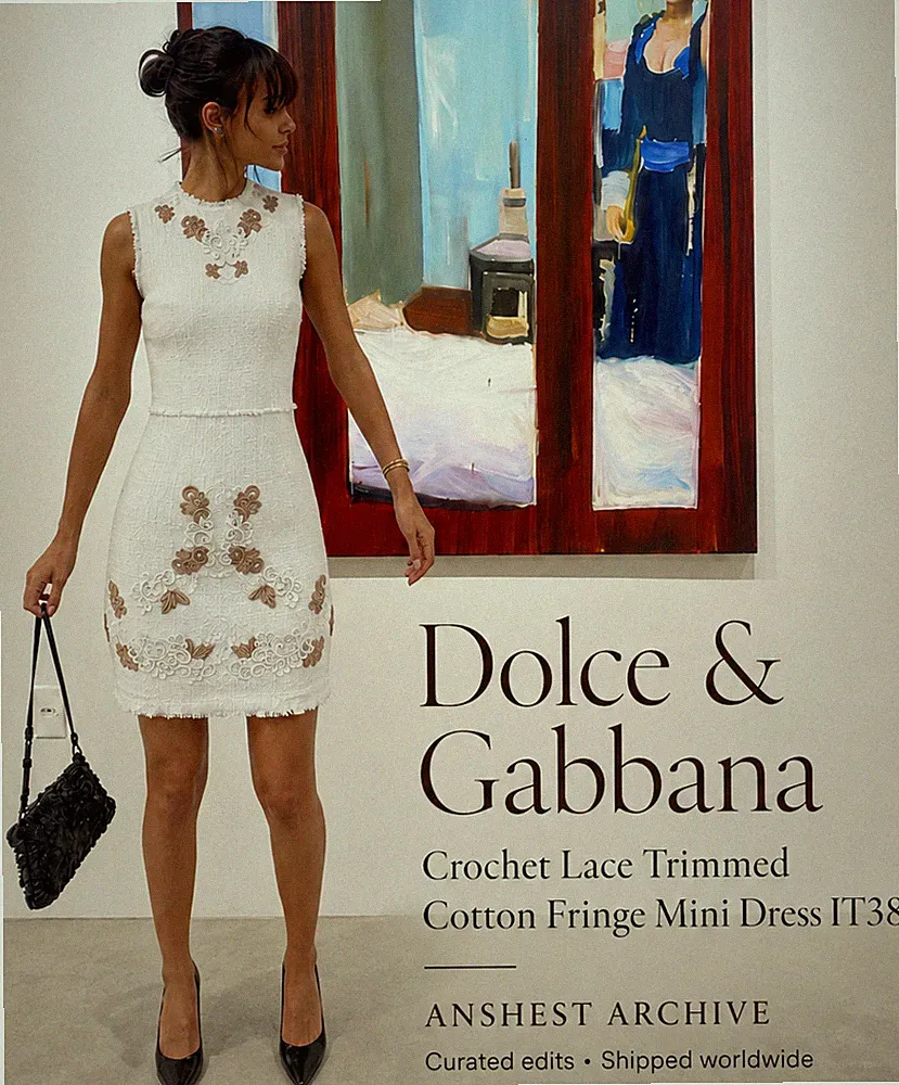 Dolce & Gabbana Etui-Minikleid Häkelspitze getrimmt Baumwolle Fransen IT38