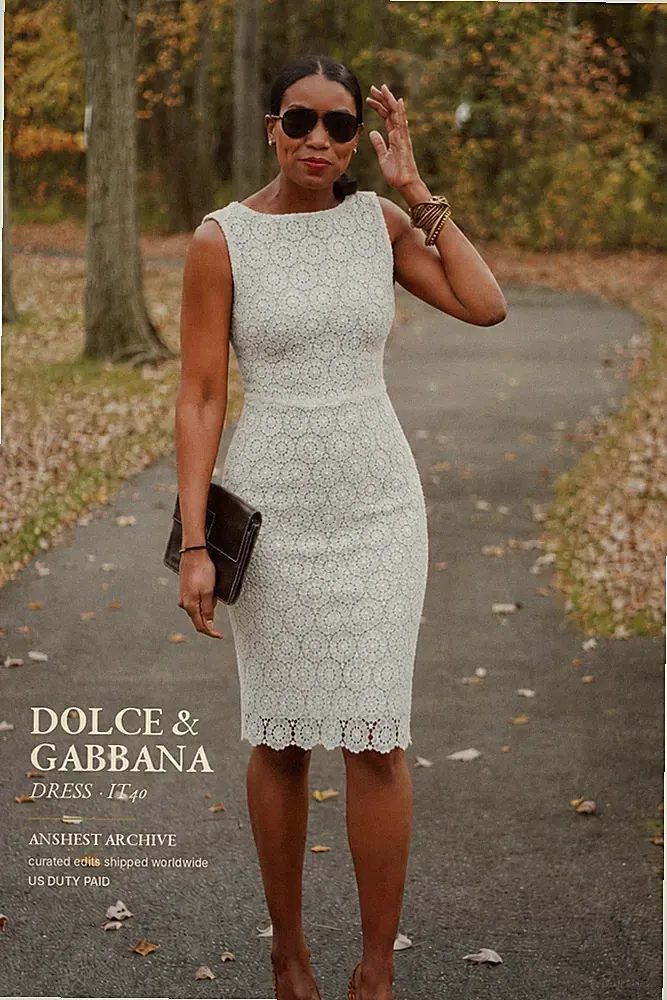 Dolce & Gabbana Etuikleid Baumwolle Makramee Häkel Weiß Etui Bleistift IT40