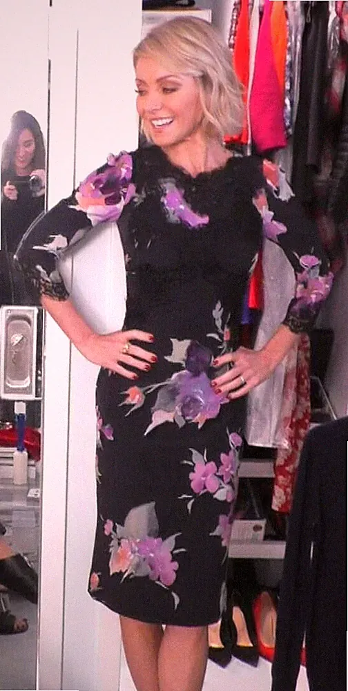 Dolce & Gabbana Etuikleid Blumenmuster Seide Chiffon Spitze getrimmt IT46