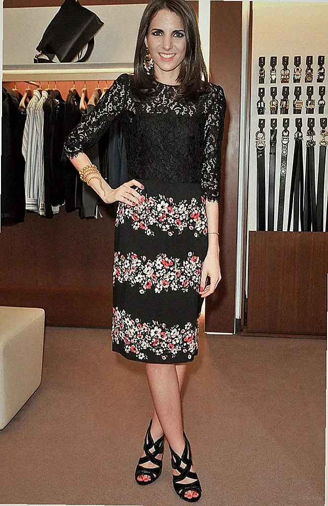 Dolce & Gabbana Etuikleid FW2012 Blumenmuster Schwarz Spitze Cady IT40