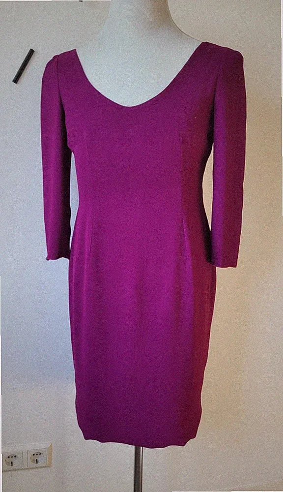 Dolce & Gabbana Etuikleid knielang Seide Satin 3/4 V-Ausschnitt 46