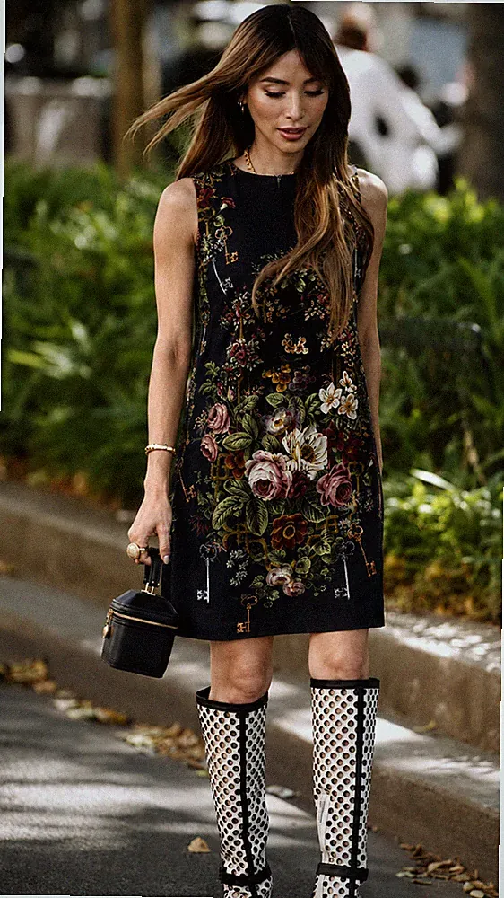Dolce & Gabbana Floral Keys Print Cady A-Line Shift Italy Mini Dress IT36