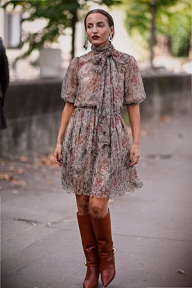 Dolce & Gabbana FW2012 Kleid grau Gobelin Blumenmuster Seide Chiffon transpar...