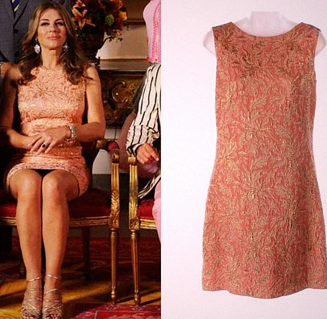 Dolce & Gabbana Jacquard Brokat Rosa Etuikleid A-Linie Gold Designer Kleid IT38