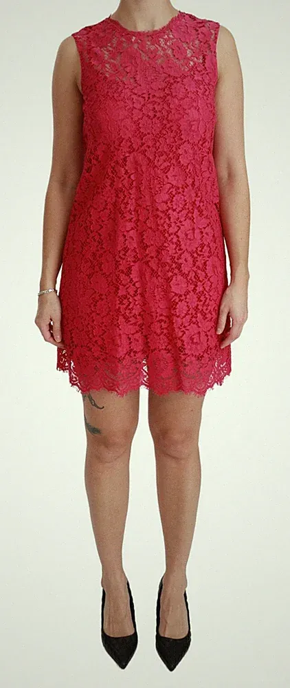 DOLCE & GABBANA Kleid Rosa Blumen Spitze Etuikleid Mini IT36/US2/XS UVP $2400