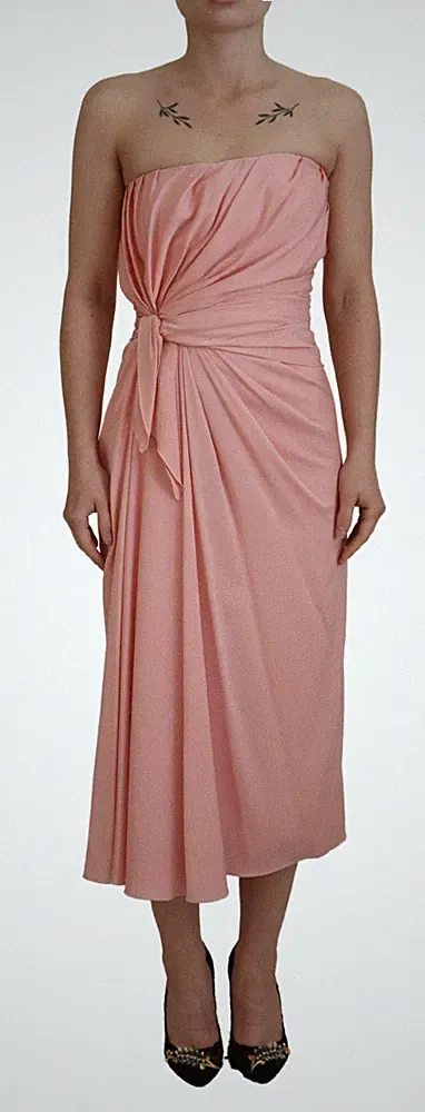 DOLCE & GABBANA Kleid Rosa Seide Stretch Trägerlos Etui IT36 / US2 / XS $ 2780