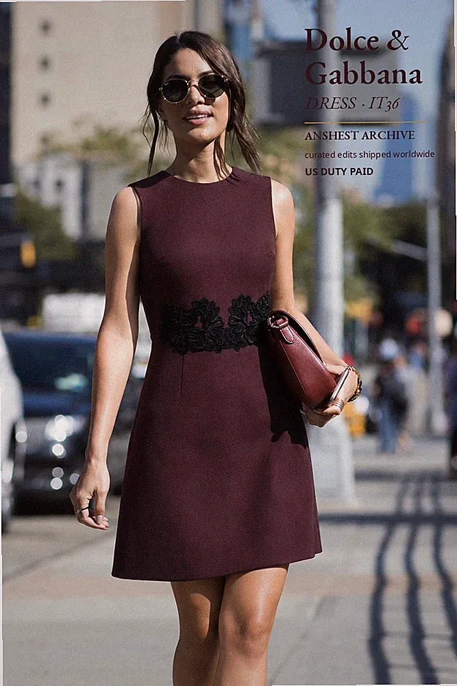 Dolce & Gabbana Minikleid weinrot braun Wolle Spitze bestickt A-Linie Italy IT36
